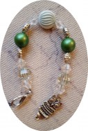 Owl - Green White Scissorfob
